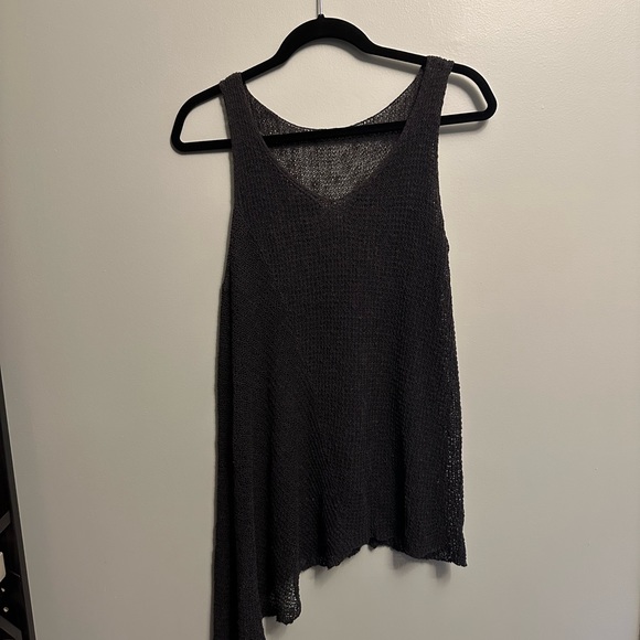 Eileen Fisher knit tank. Wear over a tank. Asymmetrical. Gray/green. Medium. - Picture 2 of 2
